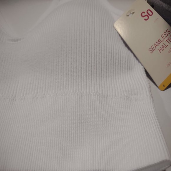 Nwt SO® Seamless Ribbed Halter Bralette White Junior New - Picture 3 of 8